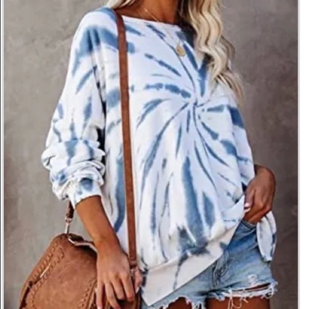 Boutique off the shoulder tie dye sweatshirt